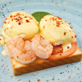 Яйца Бенедикт с креветками